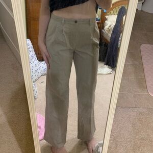 Relaxed straight leg pleated chino pants